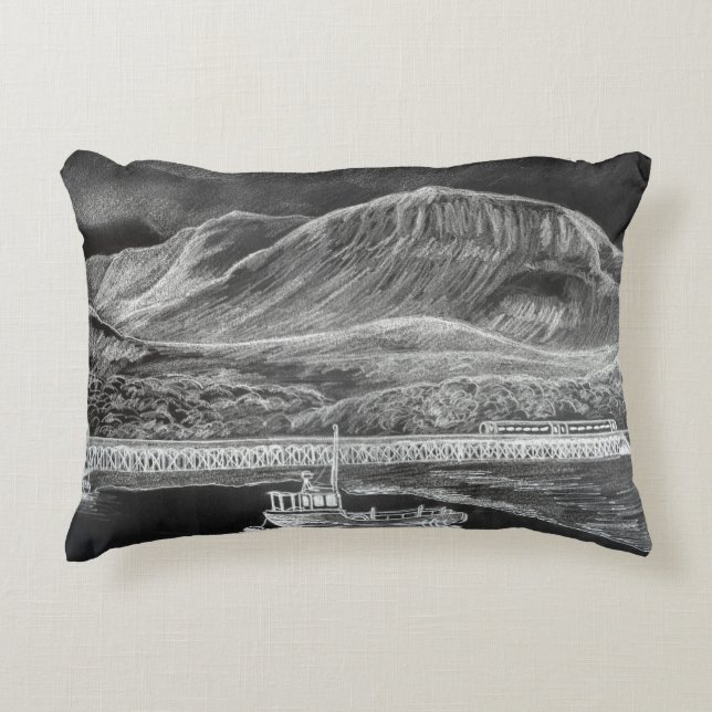 View from Barmouth towards Cader Idris  pillow (Front)