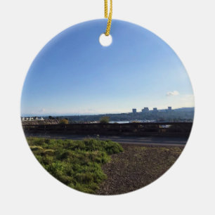 View from Castaways Park, Newport Beach, CA Ceramic Tree Decoration