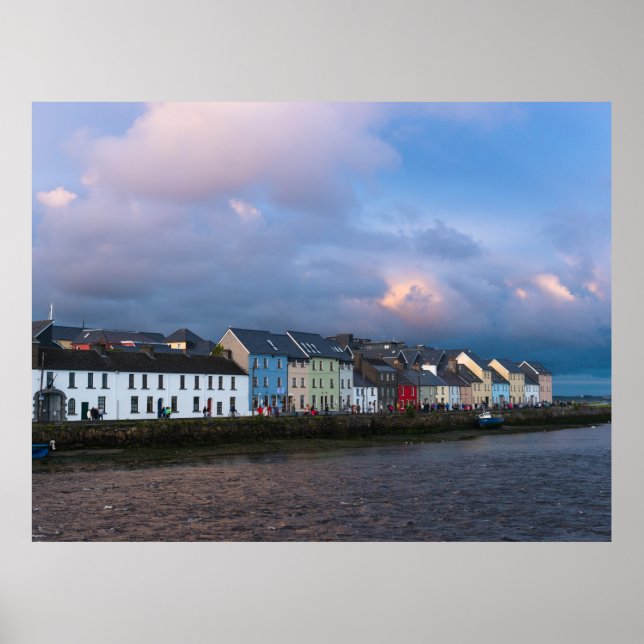 View from Claddagh of The Long Walk and Old Quays Poster (Front)