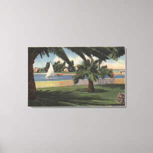 View from Collins Island, Sailboat on Water Canvas Print