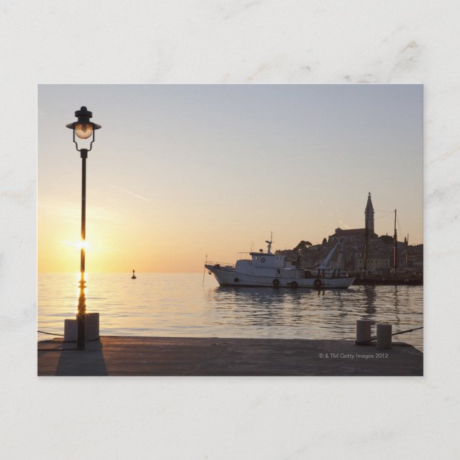 View from harbour of Rovinj, Croatia, at sunset Postcard (Front)