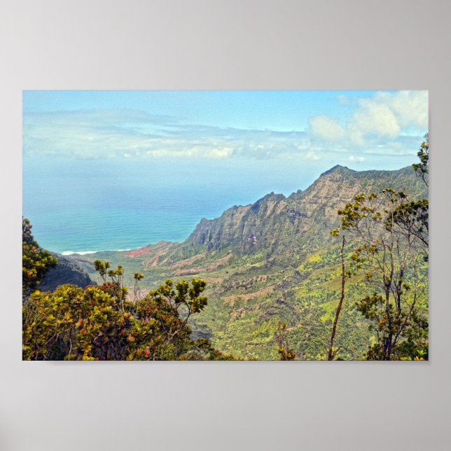 View from Kalalau Lookout, Kauai, Hawaii Poster (Front)
