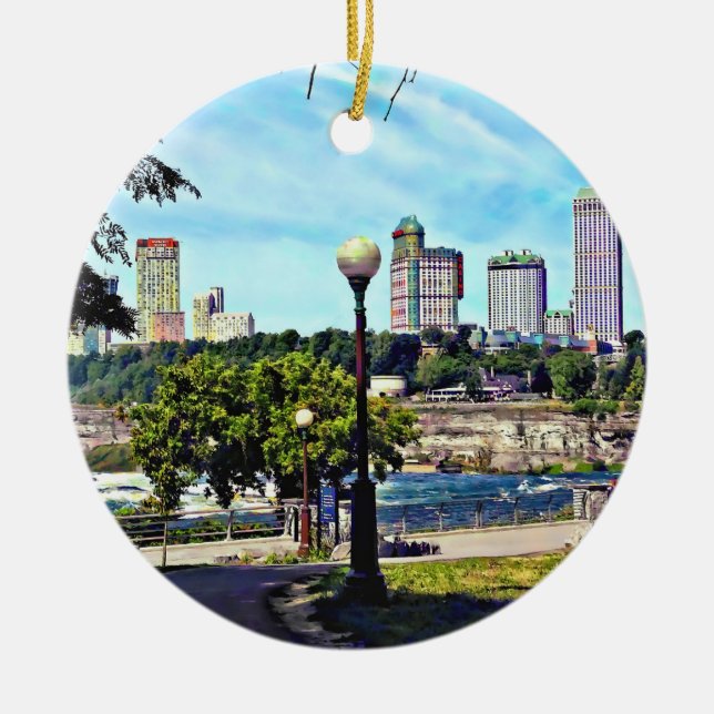 View From Niagara Falls State Park Ceramic Tree Decoration (Front)