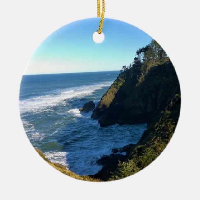 View from North Head Lighthouse, Washington Ceramic Tree Decoration (Front)