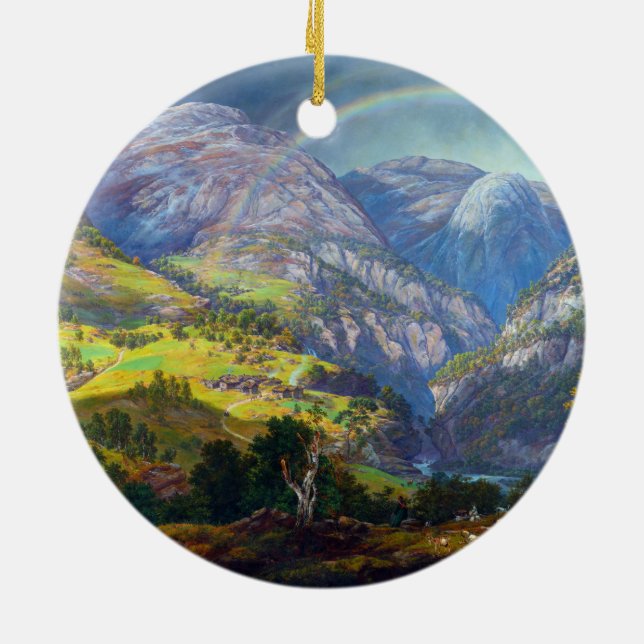 View from Stalheim by Johan Christian Dahl (1842) Ceramic Tree Decoration (Back)