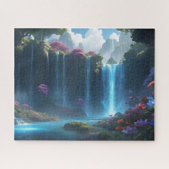 view from the grotto to the waterfall jigsaw puzzle (Horizontal)