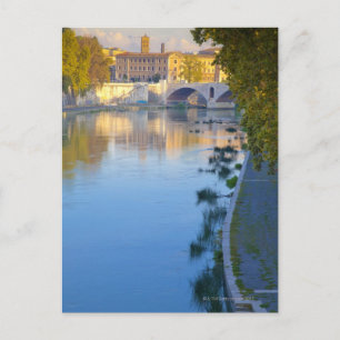 View from the Ponte Sisto Bridge of the Tiber Postcard