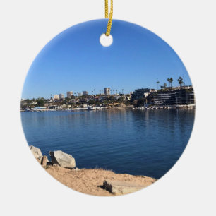 View from the Wedge, Newport Beach, California Ceramic Tree Decoration