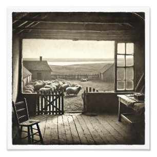 View from the Window at Le Gras With Sheep -  Photo Print