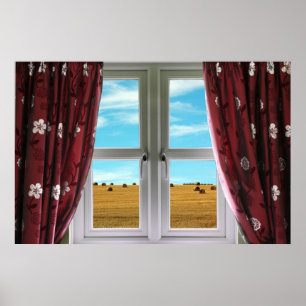 View from window onto farmland poster