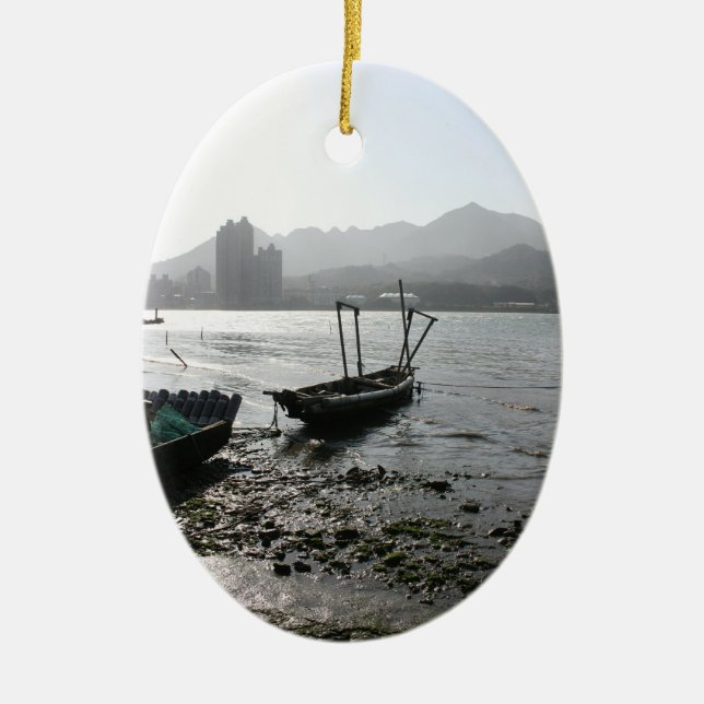 View from Zhuwei towards Luzhou, Taiwan Ceramic Tree Decoration (Front)
