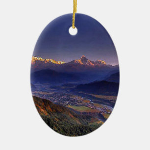 View Landscape : HIMALAYA POKHARA NEPAL Ceramic Tree Decoration