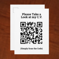 View My C.V. by QR Code on a Postcard