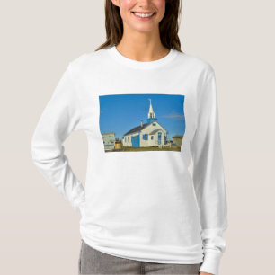 View of a blue and white church in Dene tribe T-Shirt