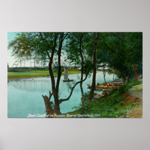 View of a Boat Landing on the Russian River Poster