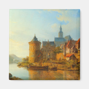 View of a Dutch Town Along the River Rhine Magnet