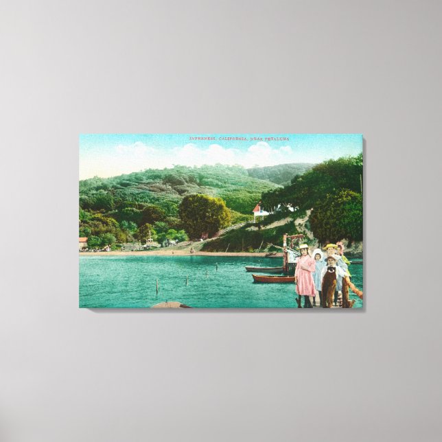 View of a Family on Lake DockInverness, CA Canvas Print (Front)