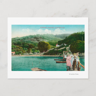 View of a Family on Lake DockInverness, CA Postcard