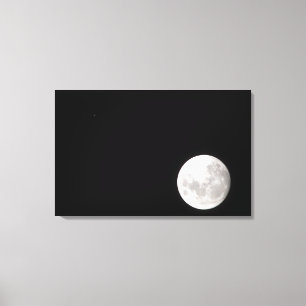 View of a full Moon, also shows Mars Canvas Print