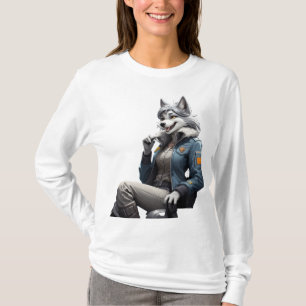 view of A furry anthropomorphic grey-skin femalewo T-Shirt