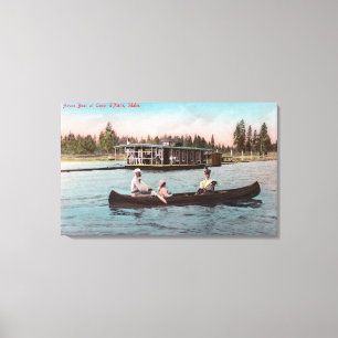 View of a House Boat on the Lake Canvas Print