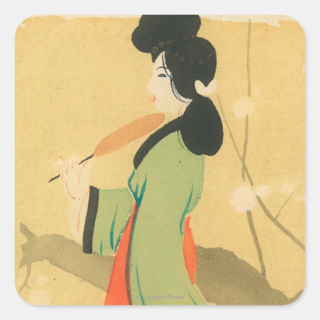 View of a Japanese Woman in ParisParis, France Square Sticker (Front)