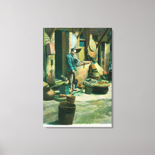 View of a Man Smoking Out of his Pipe Canvas Print