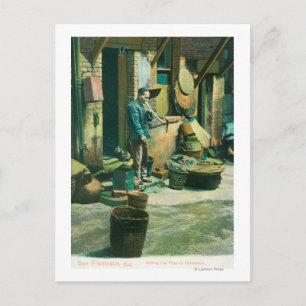 View of a Man Smoking Out of his Pipe Postcard