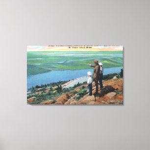 View of a Park Ranger and Boys Looking West Canvas Print