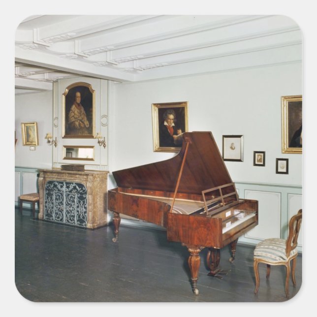 View of a room with a grand piano square sticker (Front)