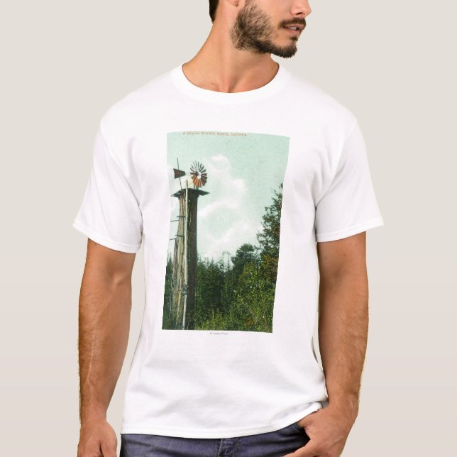 View of a Sequoia Wind MillEureka, CA T-Shirt (Front)