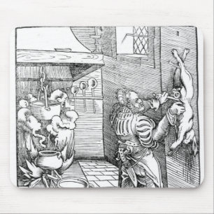 View of a sixteenth century kitchen with cook mouse pad
