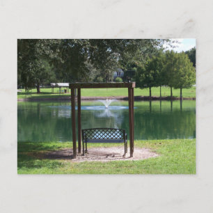 View of a small town lake postcard