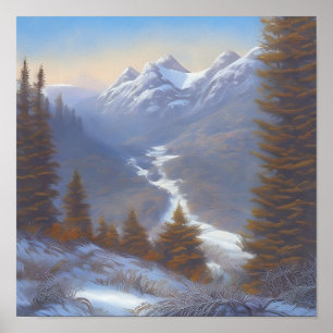View of a Snowy Mountaintop  Poster