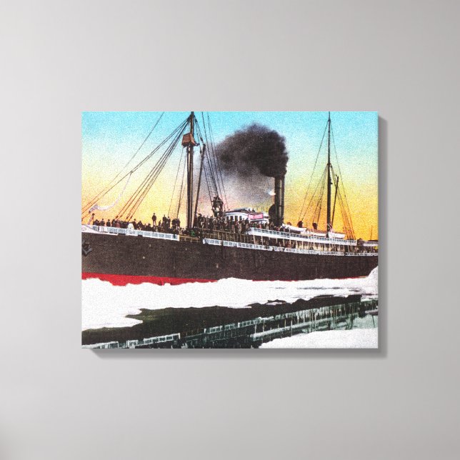 View of a Steamer in an Ice Jam Canvas Print (Front)