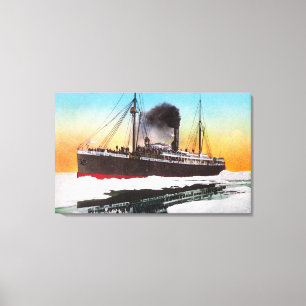 View of a Steamer in an Ice Jam Canvas Print