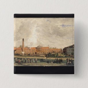 View of a Sugar Factory 15 Cm Square Badge