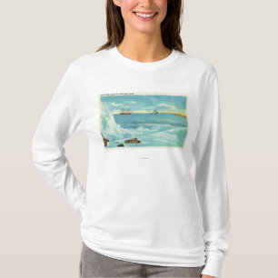 View of a Surf Scene, Ships on Casco Bay T-Shirt