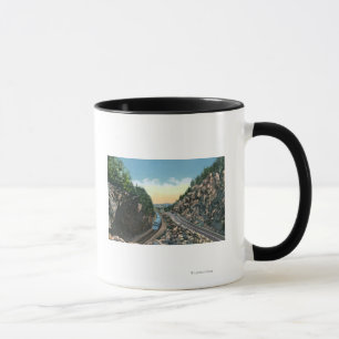 View of a Train Alongside the Highway Mug