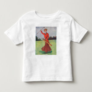 View of a Woman in Red Golfing Toddler T-Shirt