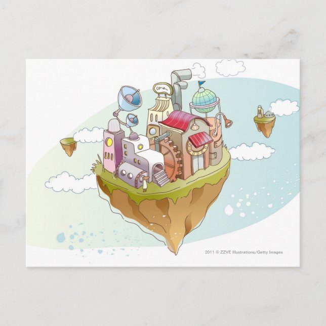 View of an colourful abstract illustration postcard (Front)