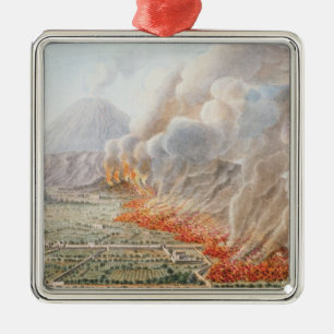 View of an eruption of Mt. Vesuvius which began on Metal Tree Decoration