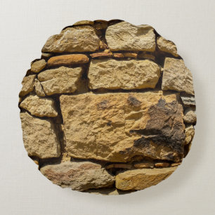 View of an old wall with yellow stonesabstract, ag round cushion