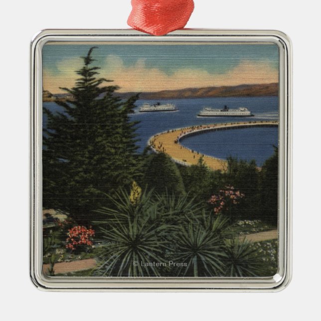 View of Aquatic Park Promenade & Pier Metal Tree Decoration (Front)