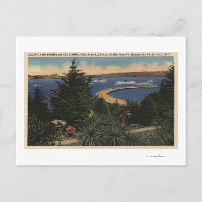 View of Aquatic Park Promenade & Pier Postcard (Front)