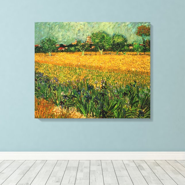 View of Arles with Irises by Vincent van Gogh Canvas Print (Insitu(Wood Floor))