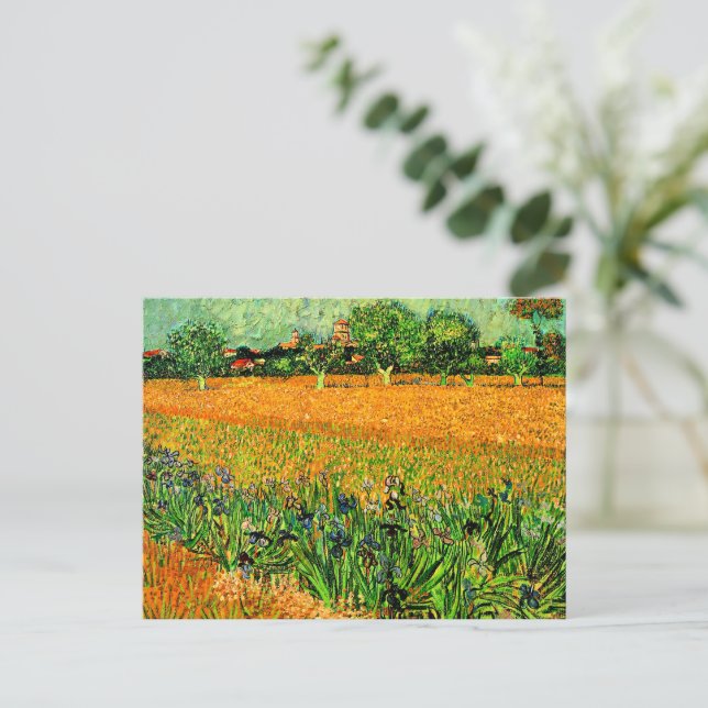 View of Arles with Irises in Foreground, Postcard (Standing Front)