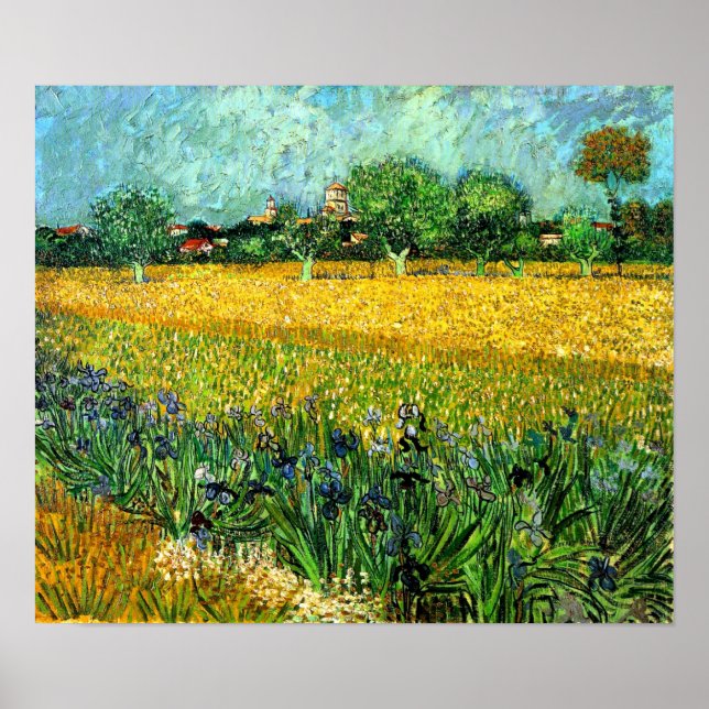 View of Arles with Irises in the Foreground Poster (Front)