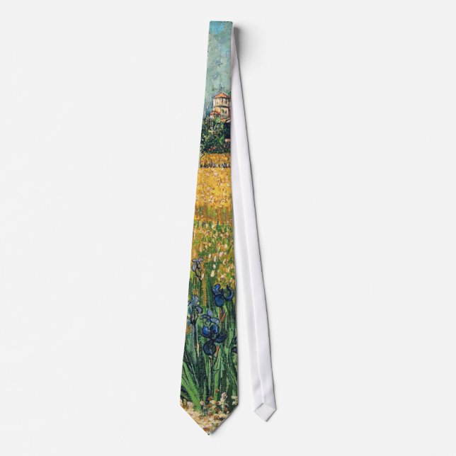 View of Arles with Irises Van Gogh Fine Art Tie (Front)