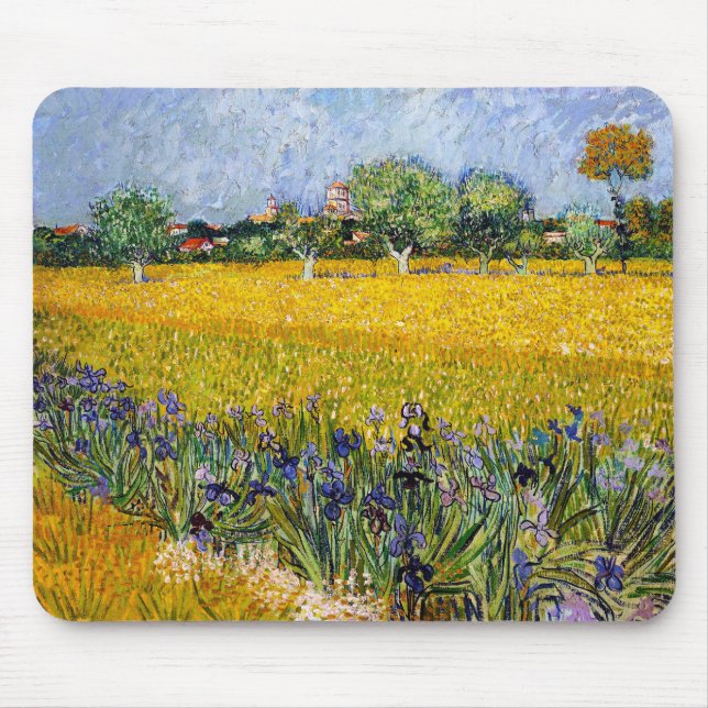 View of Arles with Irises Vincent van Gogh paint Mouse Pad (Front)